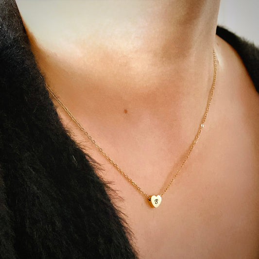 Mini Heart Necklace, Engravable, Waterproof Stainless Steel, Gold, Rose Gold and Silver, 18"