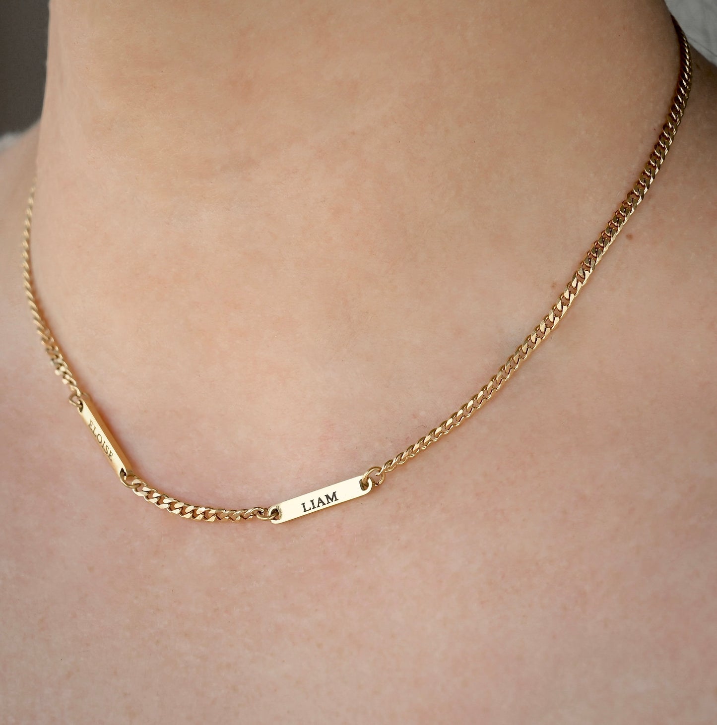 Multiple Name Bars Necklace, Custom Multi Name Paperclip Necklace, Personalized Family Jewelry - Waterproof, 14" to 18"