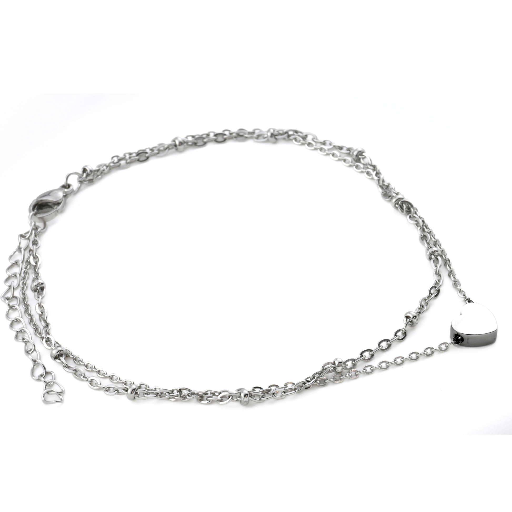 Silver anklet on a white background