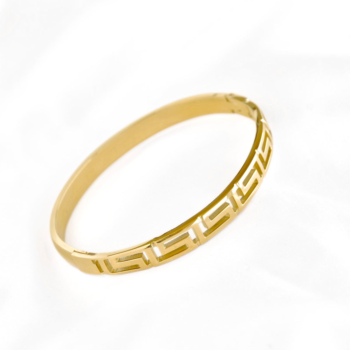 Mixed Motif Gold Hinged Bangle Set - Stainless Steel
