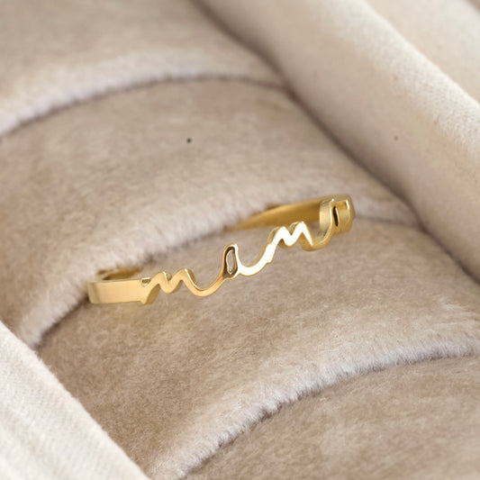 Custom Mama Ring - Adjustable Stainless Steel - 18k Gold PVD Plated