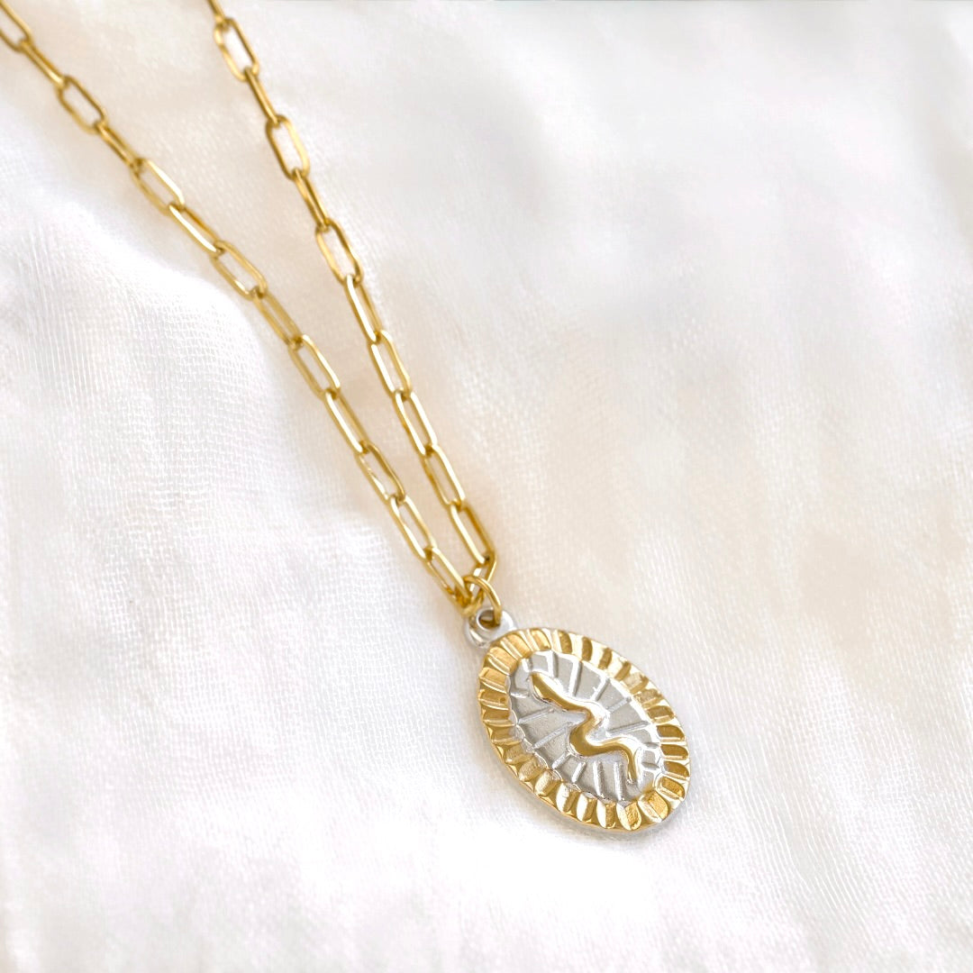 Two-tone Medallion Necklaces - Stainless Steel