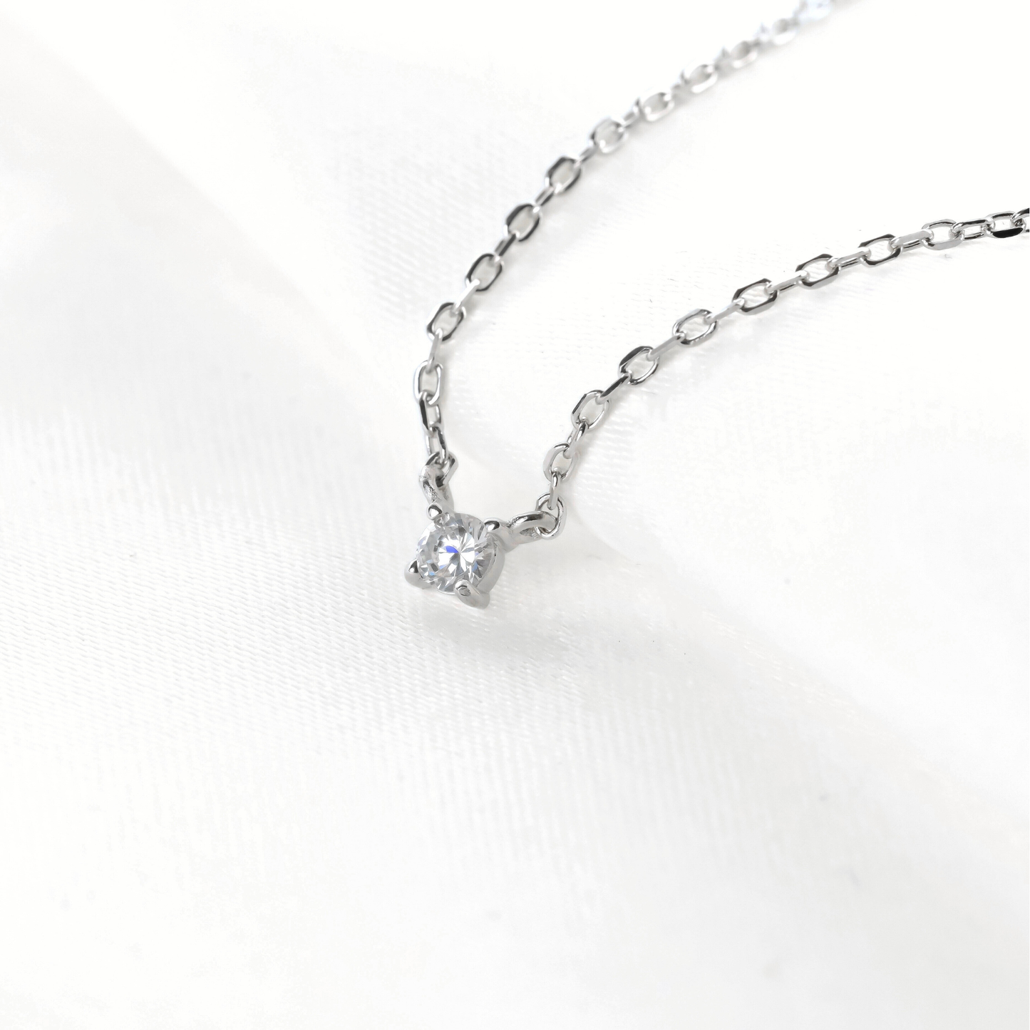 925 Sterling Silver Diamond Charm Necklace, Gold Plated, Teardrop Solitaire Chevron Charms