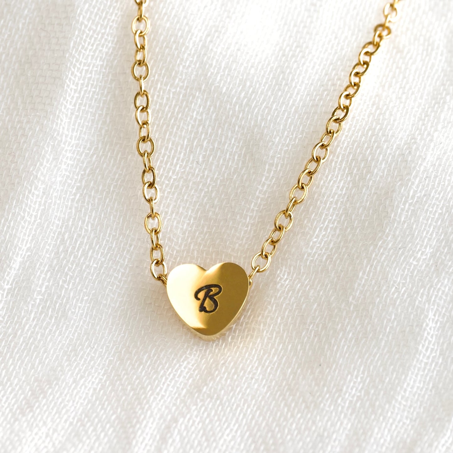 Mini Heart Necklace, Engravable, Waterproof Stainless Steel, Gold, Rose Gold and Silver, 18"