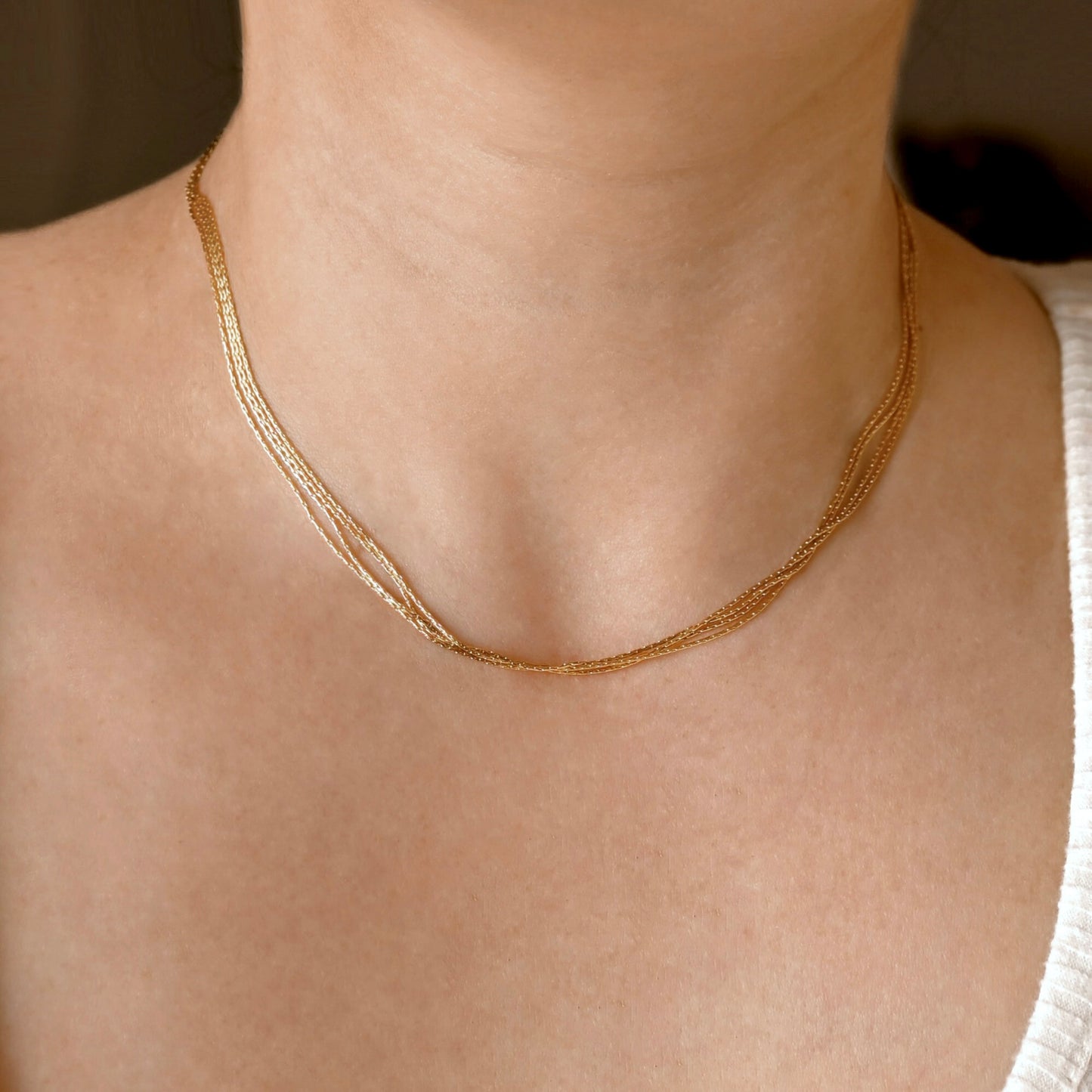 4-layered Sparkle Chain Necklace - Stainless Steel