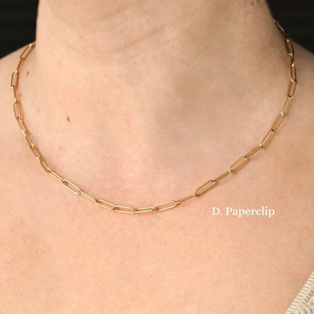 18K Gold Dainty Chain Necklace, Waterproof Gold Chains, 12" to 24", Stainless Steel
