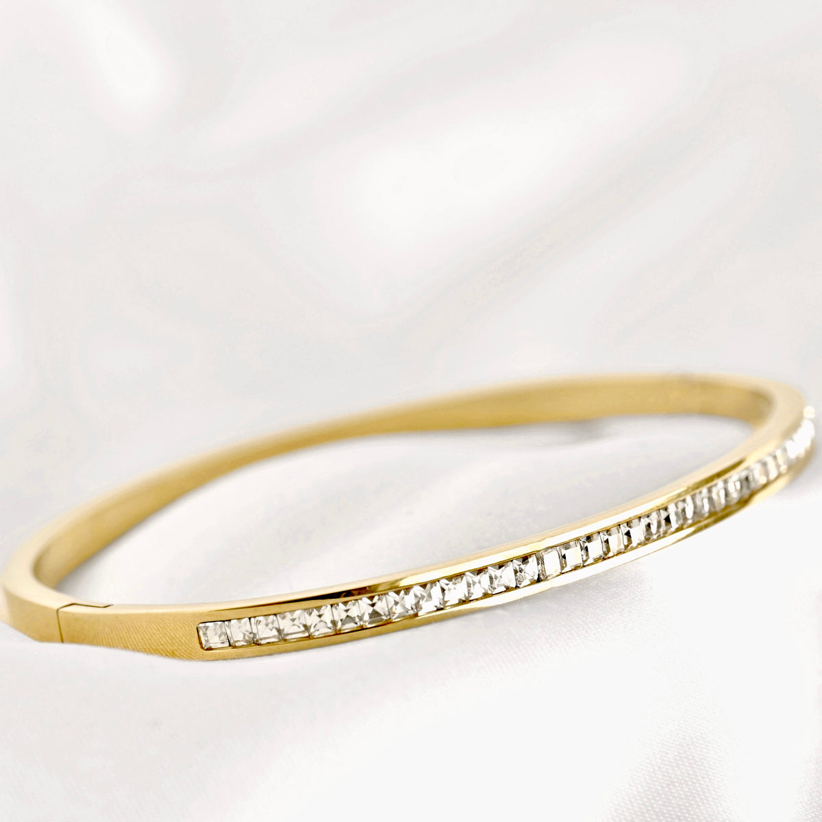 Mixed Motif Gold Hinged Bangle Set - Stainless Steel