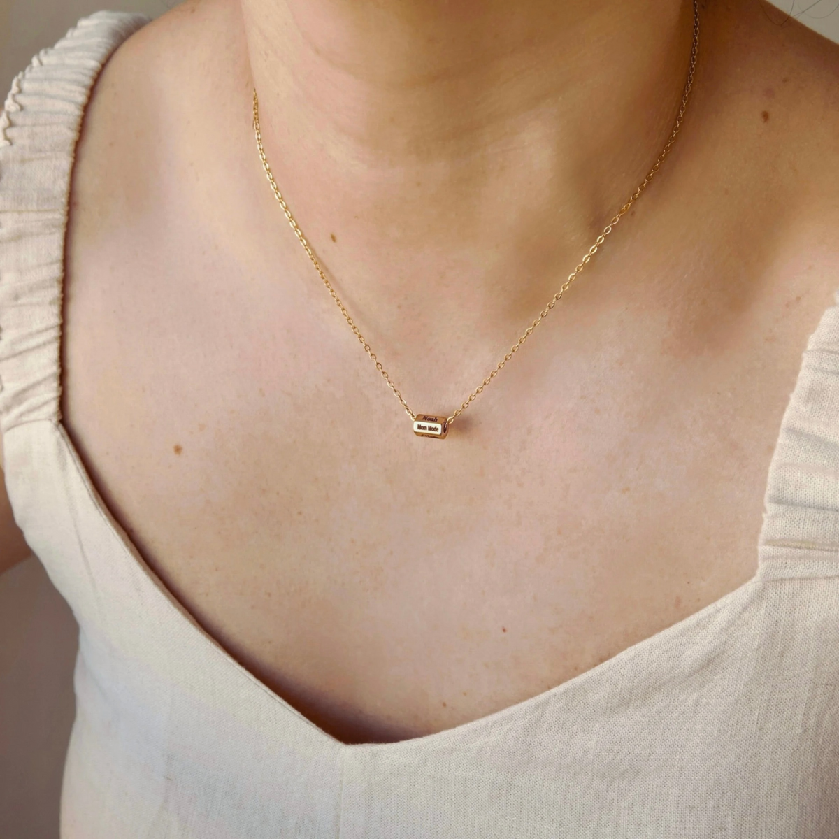 Hexagon Bar Name Necklace - Engraved Waterproof Stainless Steel