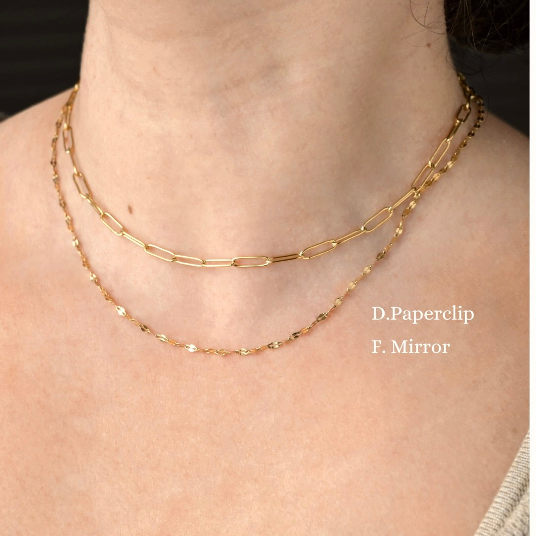 18K Gold Dainty Chain Necklace, Waterproof Gold Chains, 12" to 24", Stainless Steel