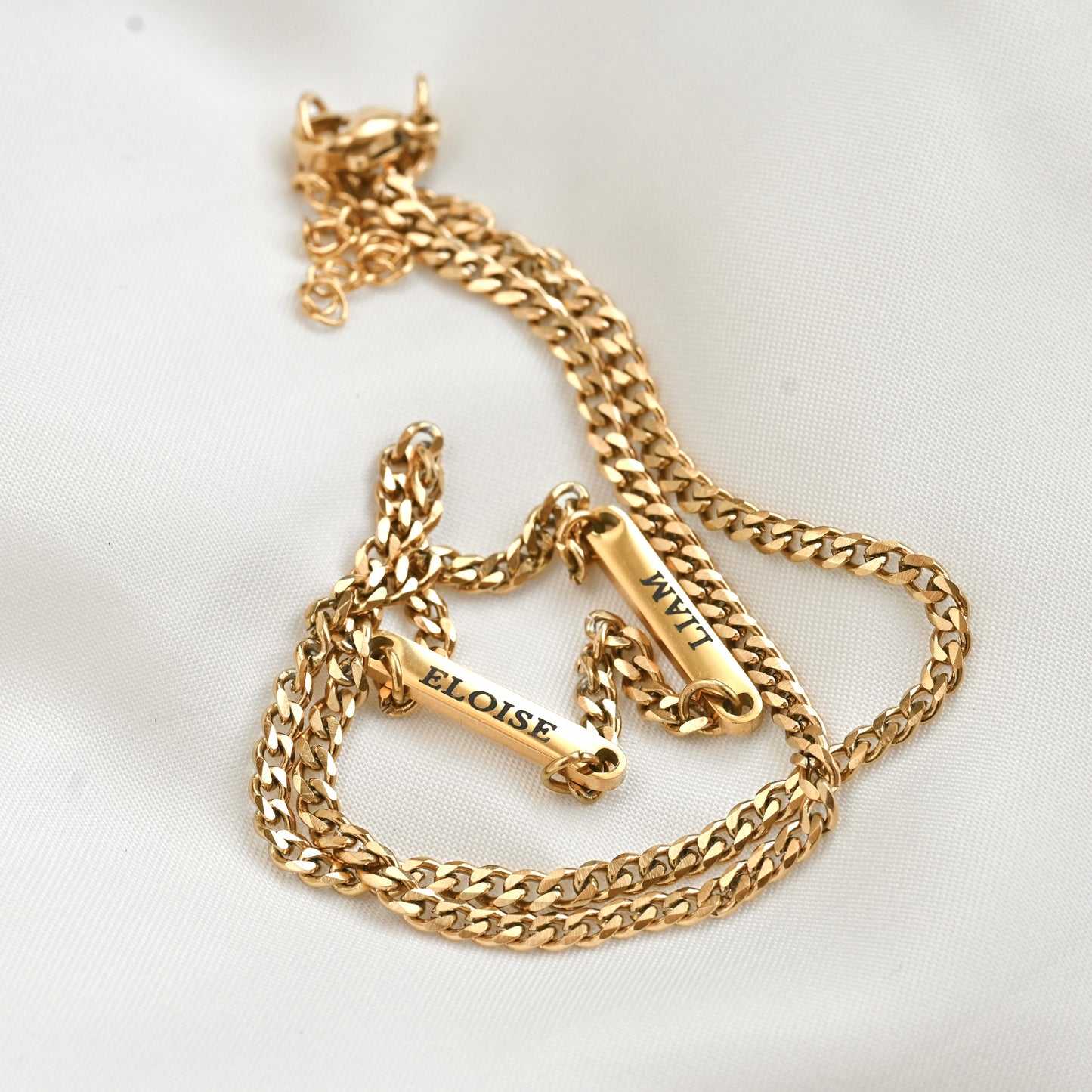 Multiple Name Bars Necklace, Custom Multi Name Paperclip Necklace, Personalized Family Jewelry - Waterproof, 14" to 18"