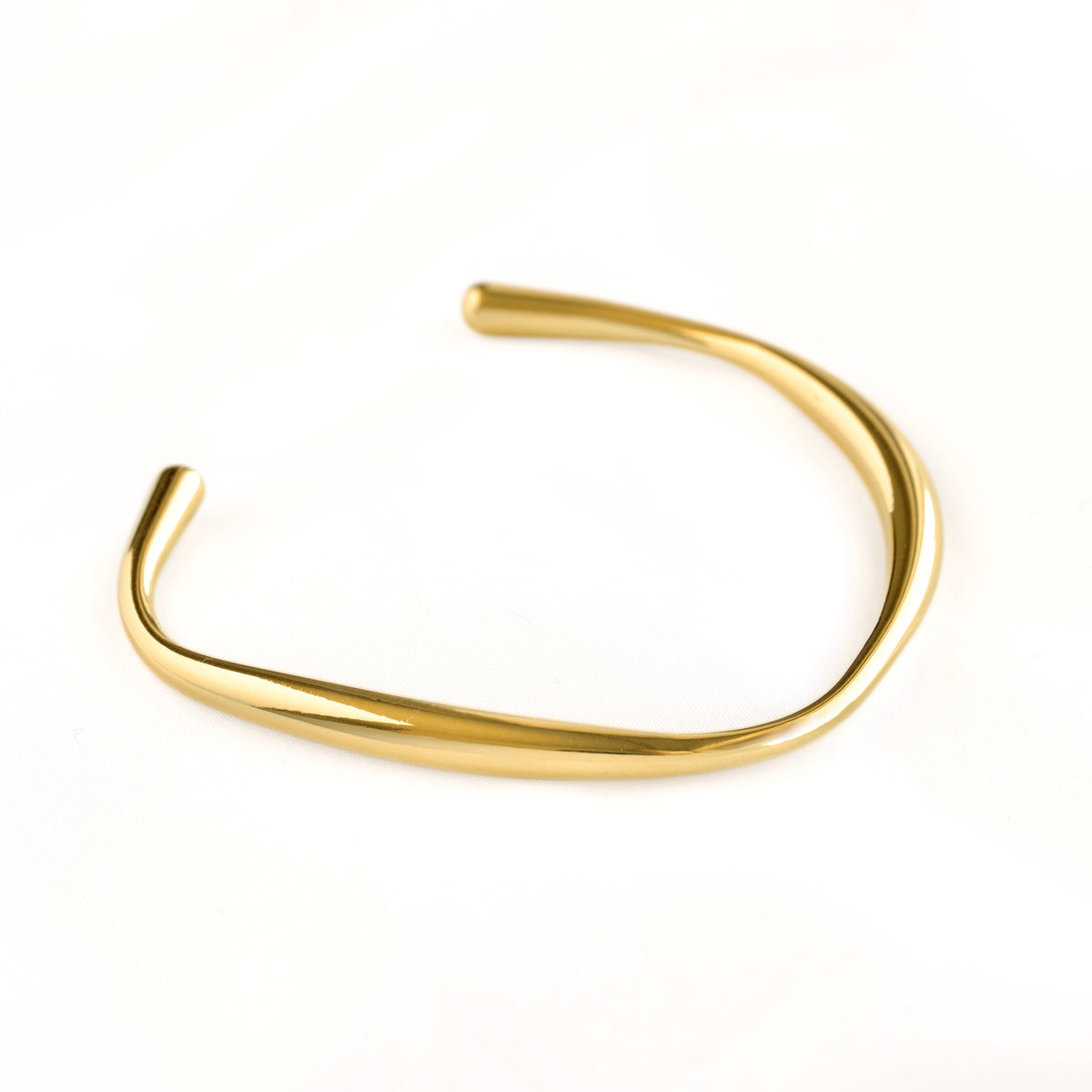 Sculpted Asymmetrical Molten Cuff Bracelet - Stainless Steel