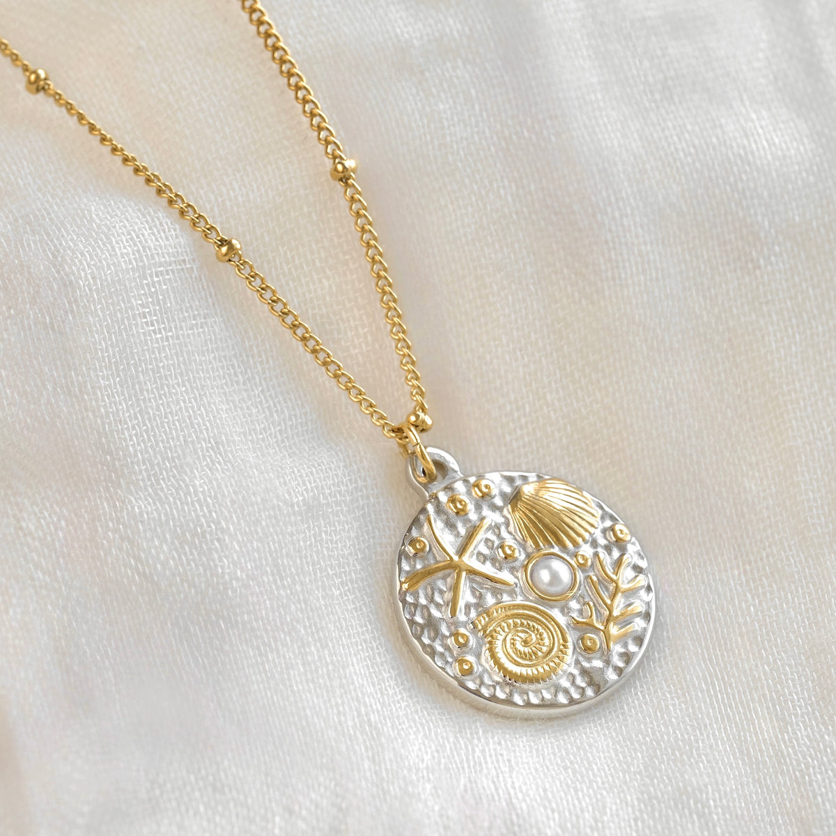 Two-tone Medallion Necklaces - Stainless Steel