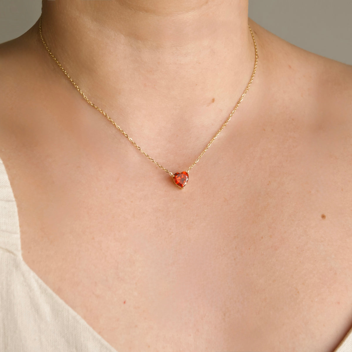 Collier cœur diamant en acier inoxydable, zircone cubique taille cœur