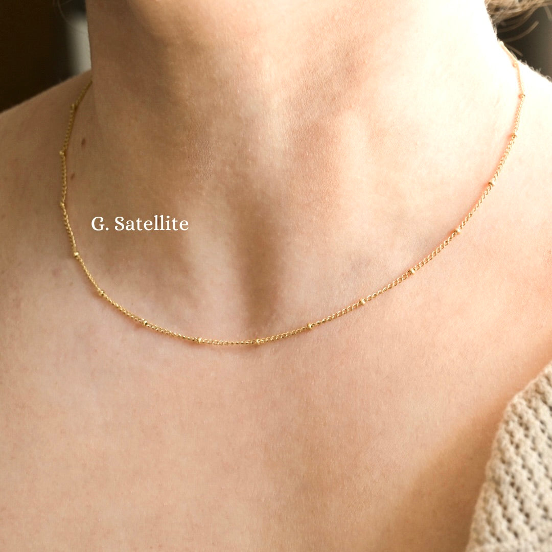 18K Gold Dainty Chain Necklace, Waterproof Gold Chains, 12" to 24", Stainless Steel