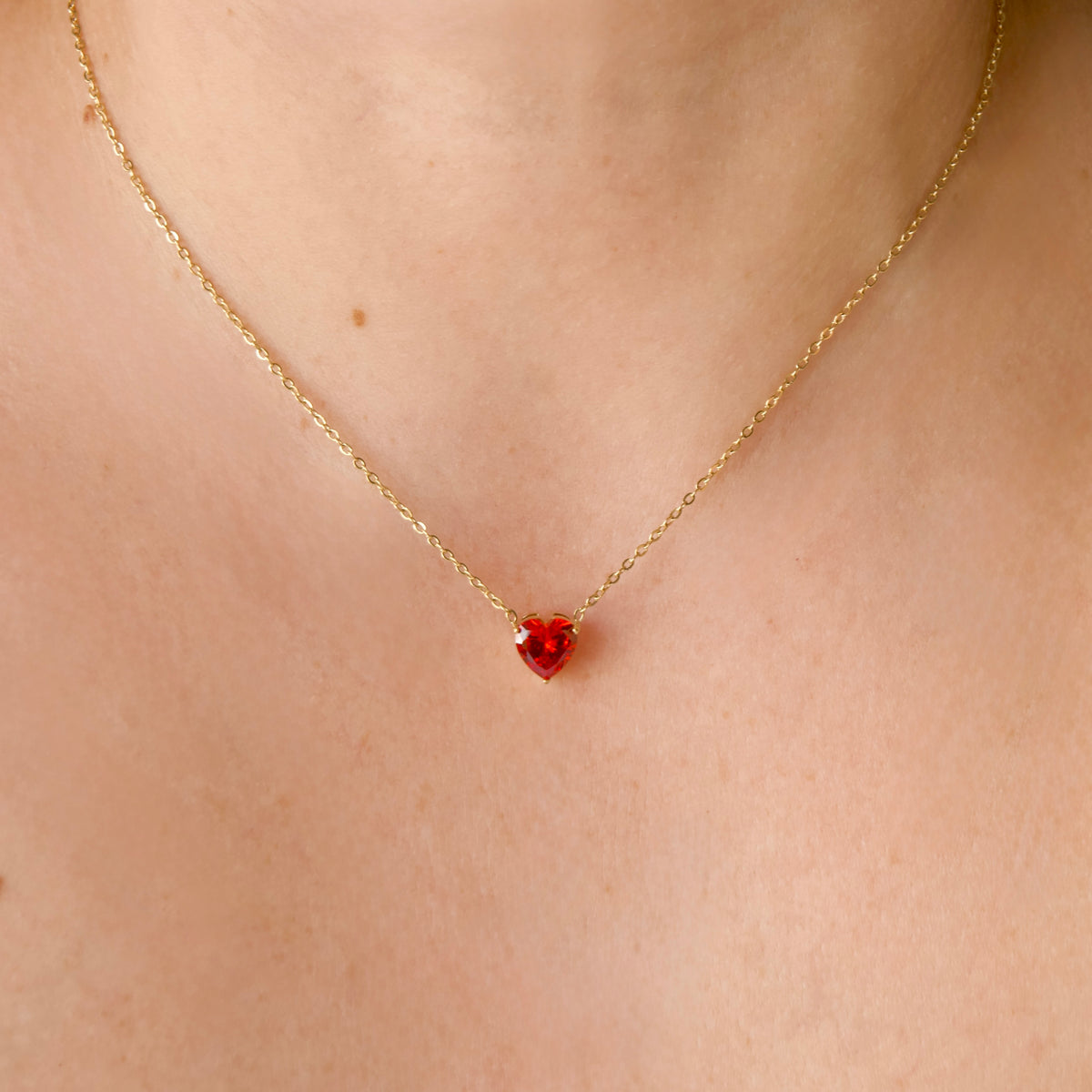 Collier cœur diamant en acier inoxydable, zircone cubique taille cœur