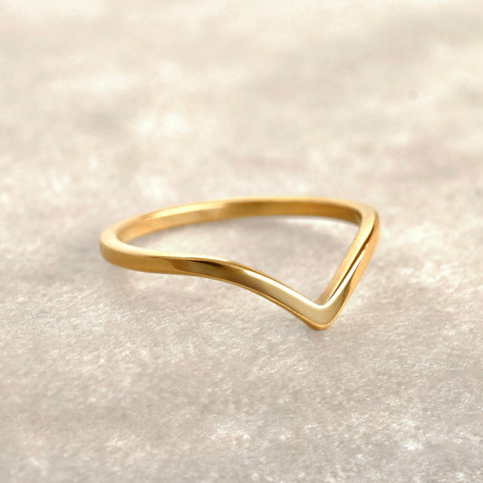Wishbone Ring - Waterproof Stainless Steel - Silver 18k Gold and Rose Gold PVD
