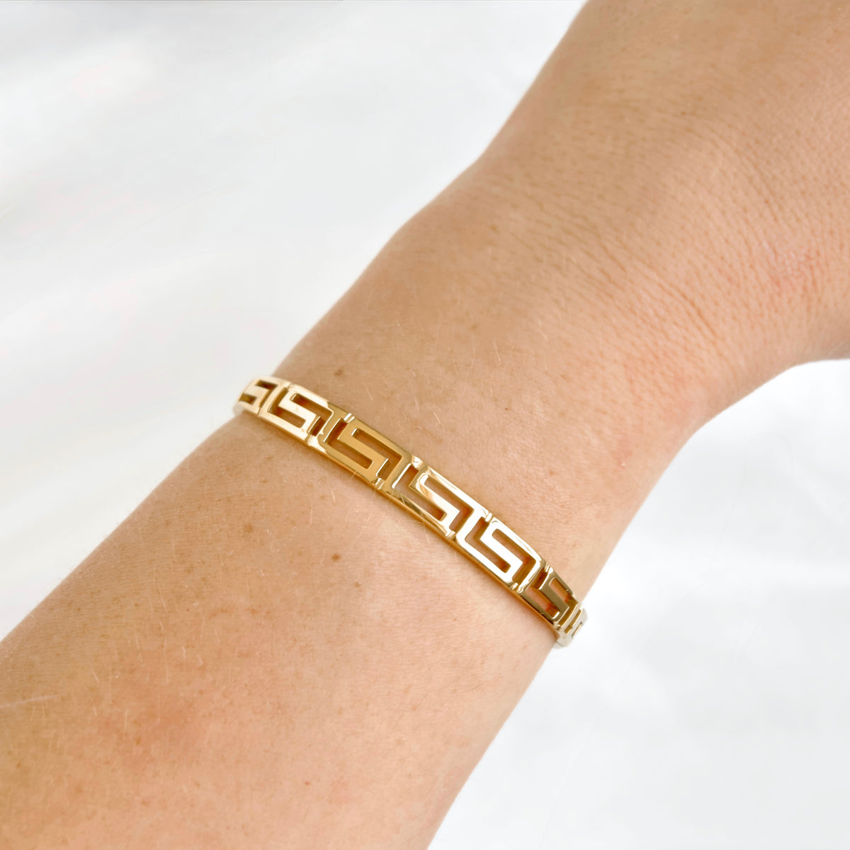 Mixed Motif Gold Hinged Bangle Set - Stainless Steel