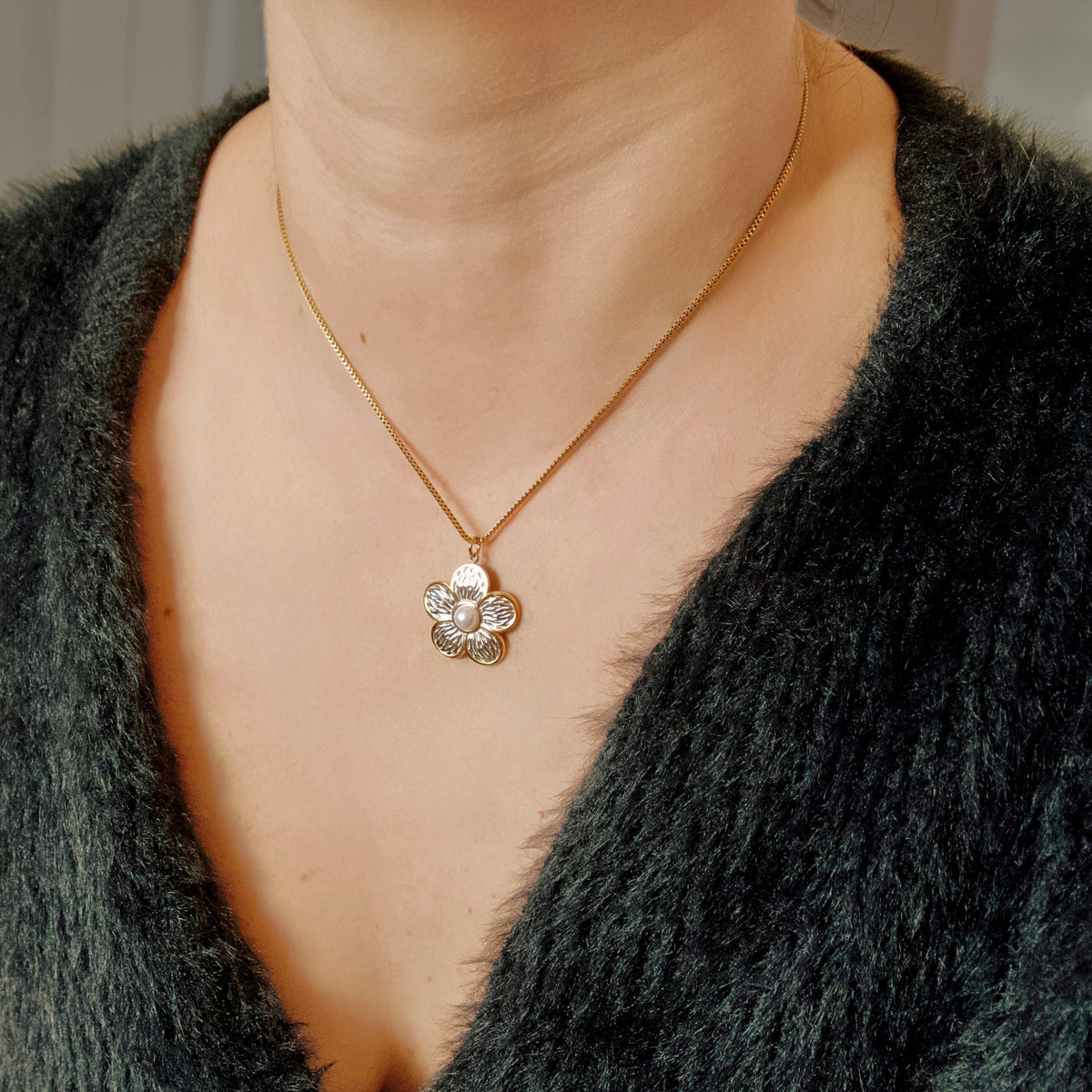 Two-tone Medallion Necklaces - Stainless Steel