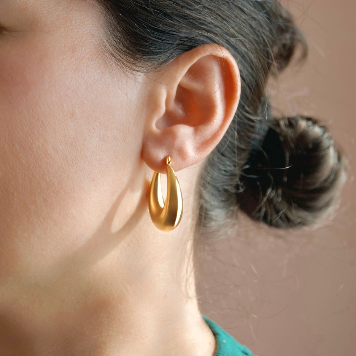 Chunky Tapered Dome Hoop Earrings - 18k Gold Stainless Steel