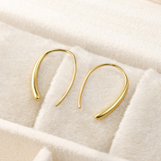 Dainty Teardrop Hook Earrings - 925 Sterling Silver - 14k Gold Plated