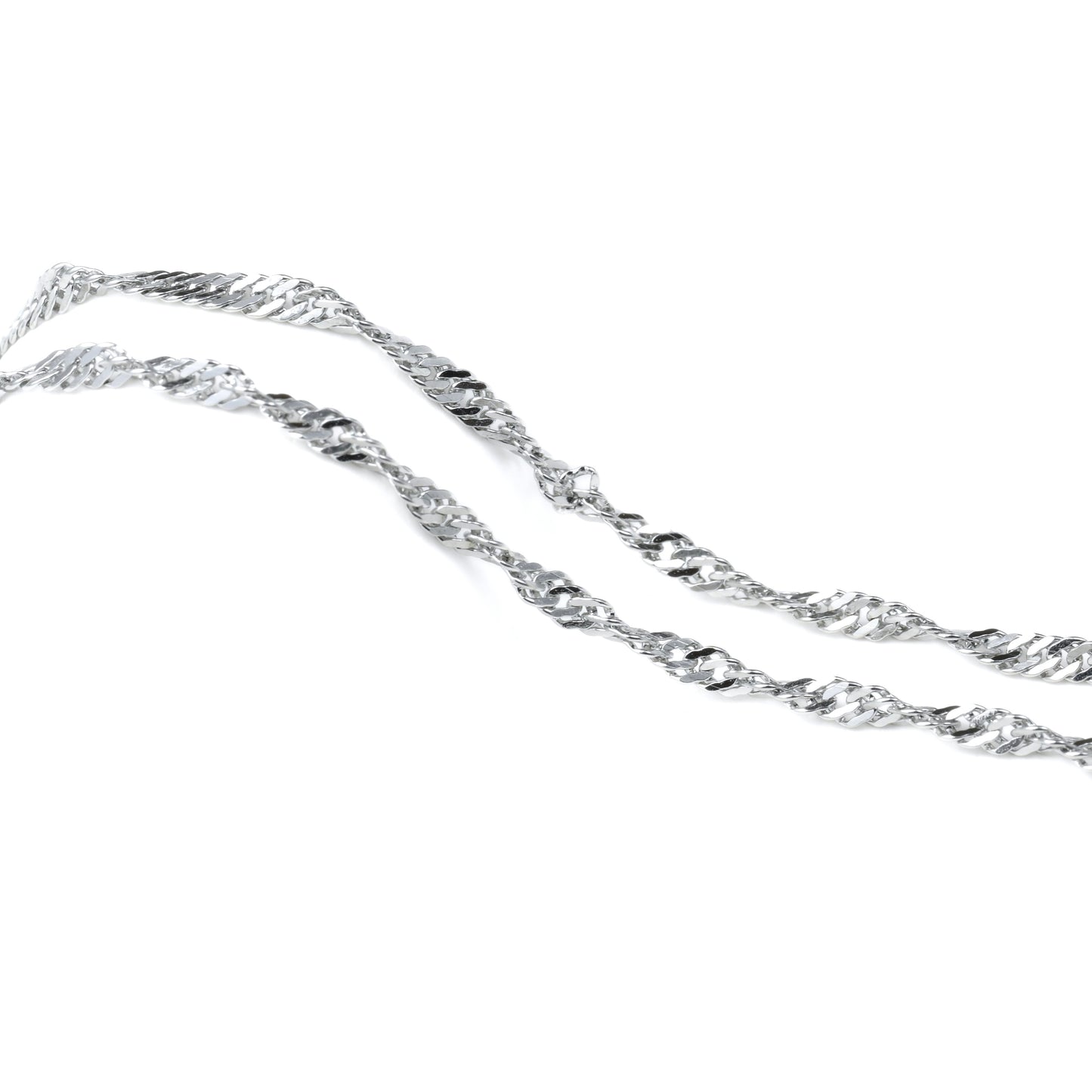 Silver singapore necklace on a white background