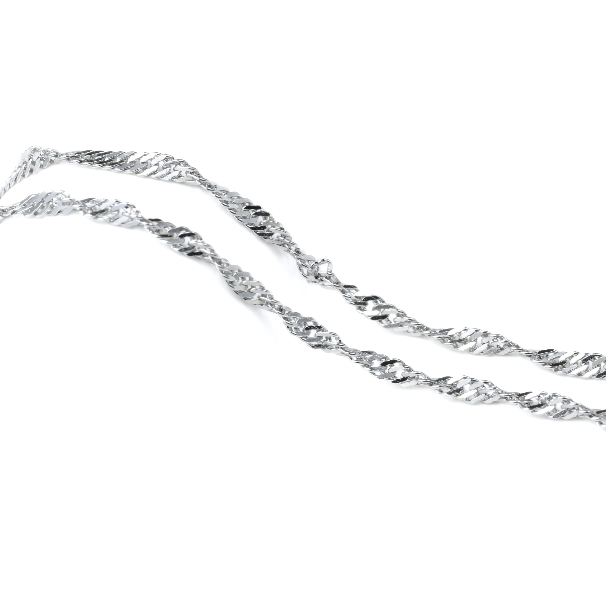 Silver singapore necklace on a white background
