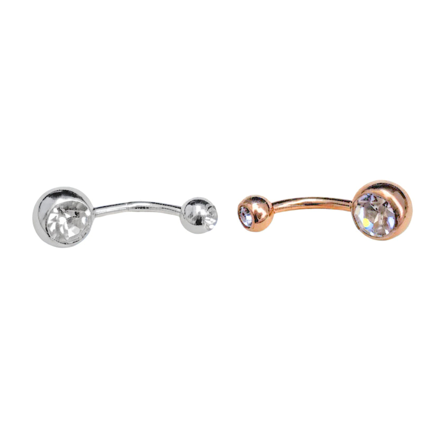 Round CZ Belly Ring, Diamond Belly Piercing, Waterproof Surgical Steel