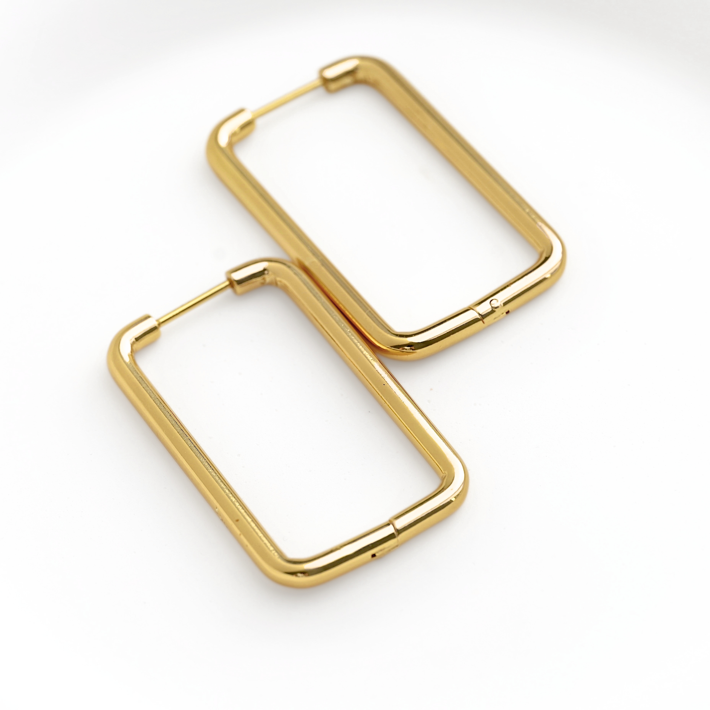 Oversized Rectangle Hoop Earrings - 18k Gold Stainless Steel