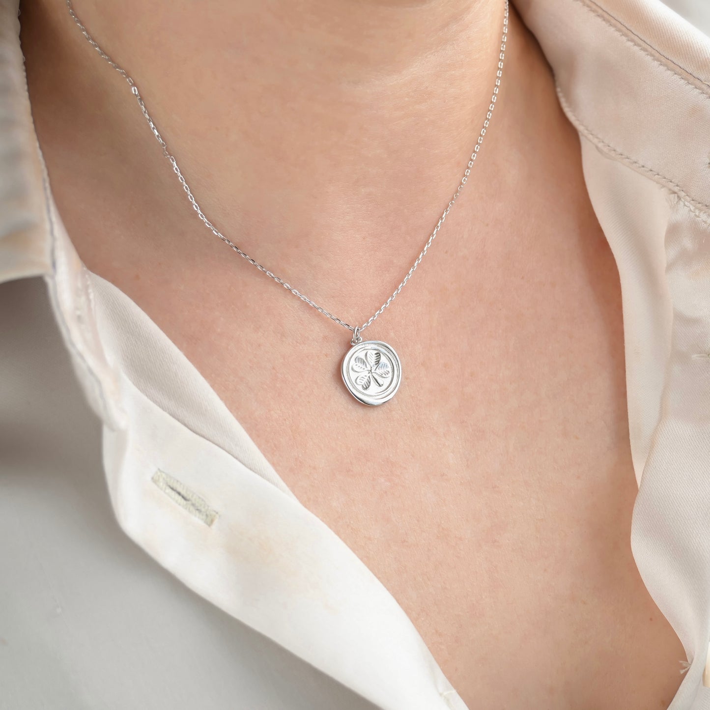 Wax Seal Charm Necklace - 925 Sterling Silver