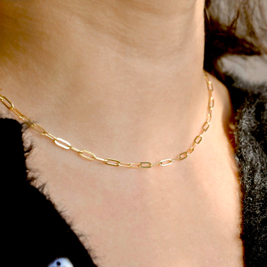 Small Paperclip Chain Necklace - Stainless Steel Link Chain