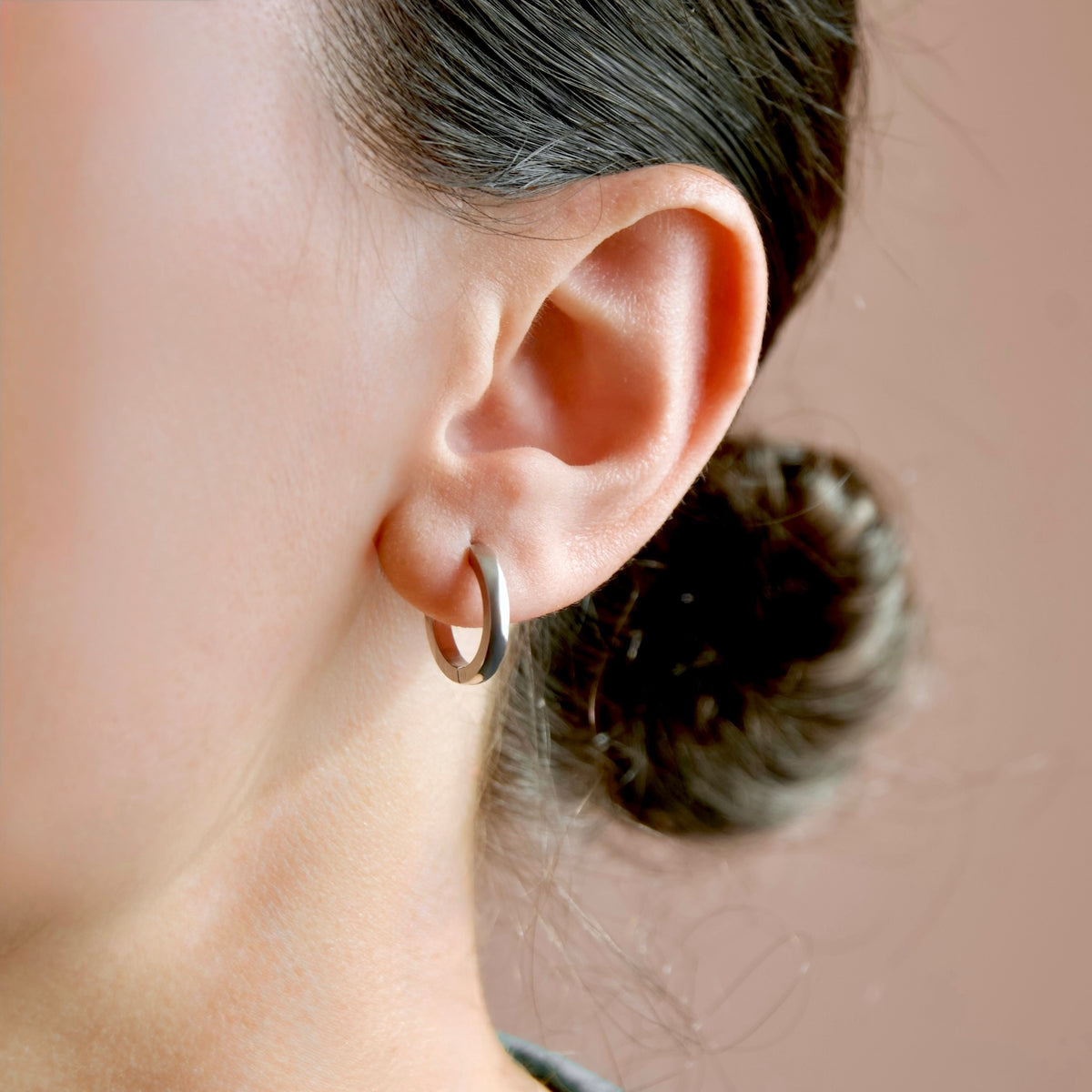 16mm Flat Hoop Earrings - Stainless Steel Everyday Hoops