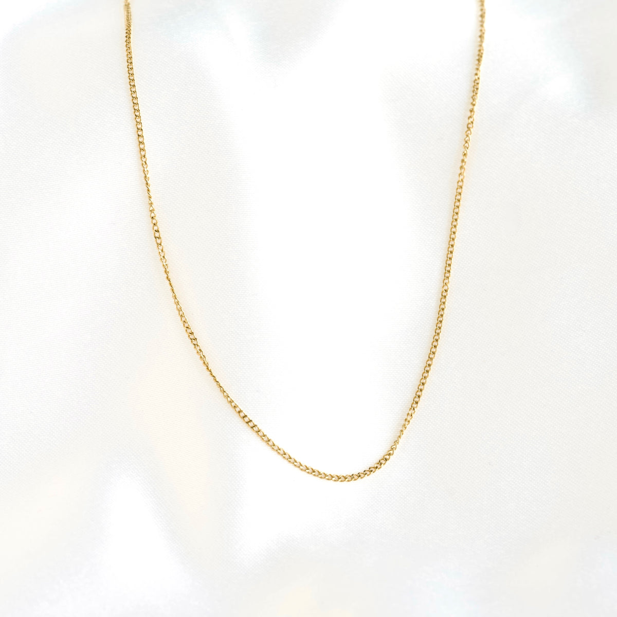 Ultra Thin Curb Chain Necklace - Stainless Steel