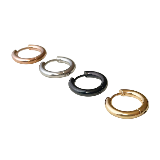 Men's Thin Hoop Earrings, Titanium Steel, 18mm