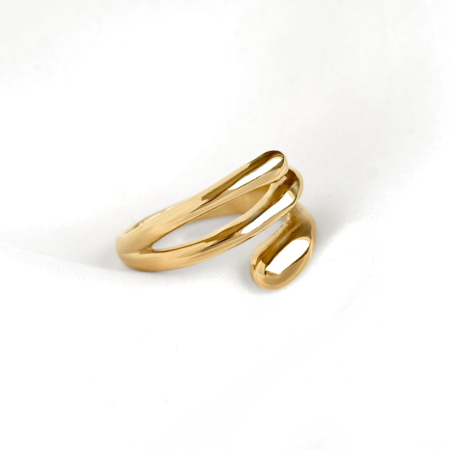 Chunky Sculptural Gold Wrap Ring - Stainless Steel