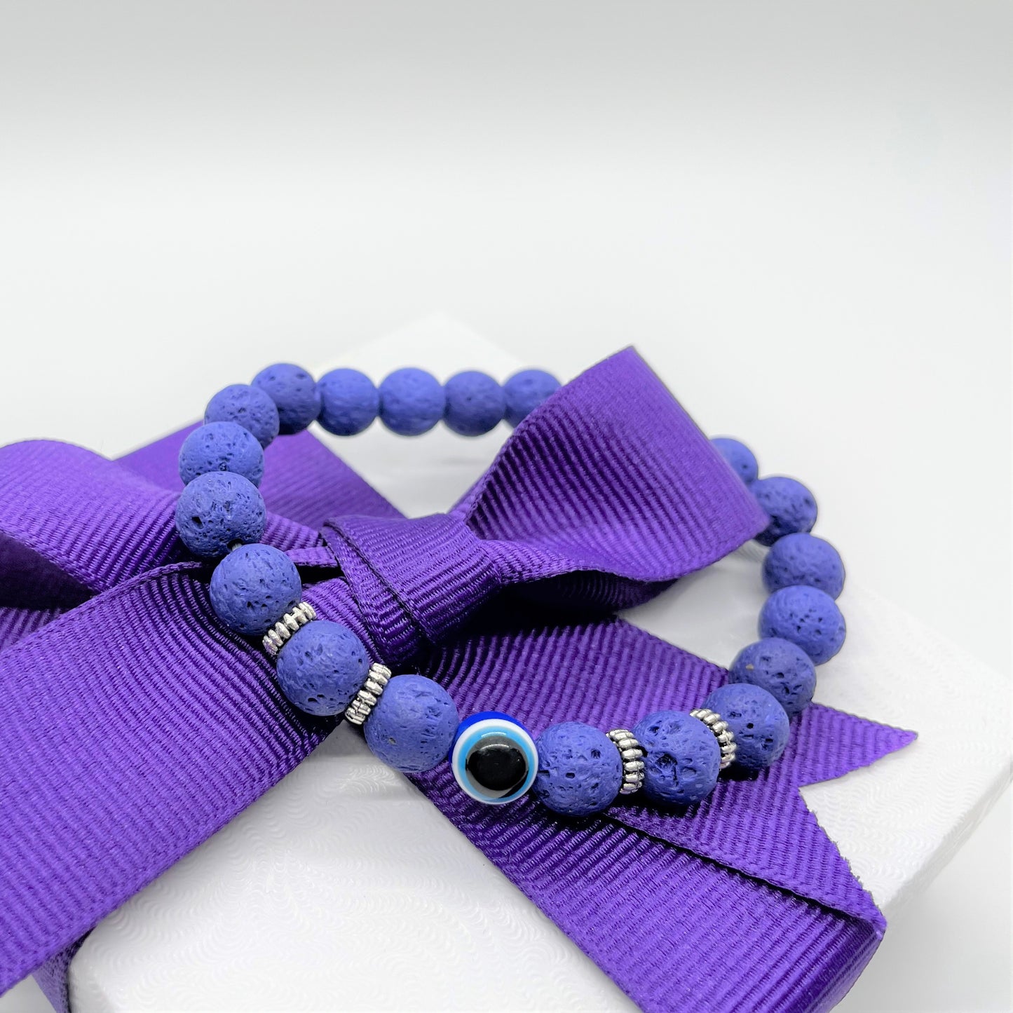 Evil Eye Lava Stone Bracelet - Men"s Lava Rock Bracelet