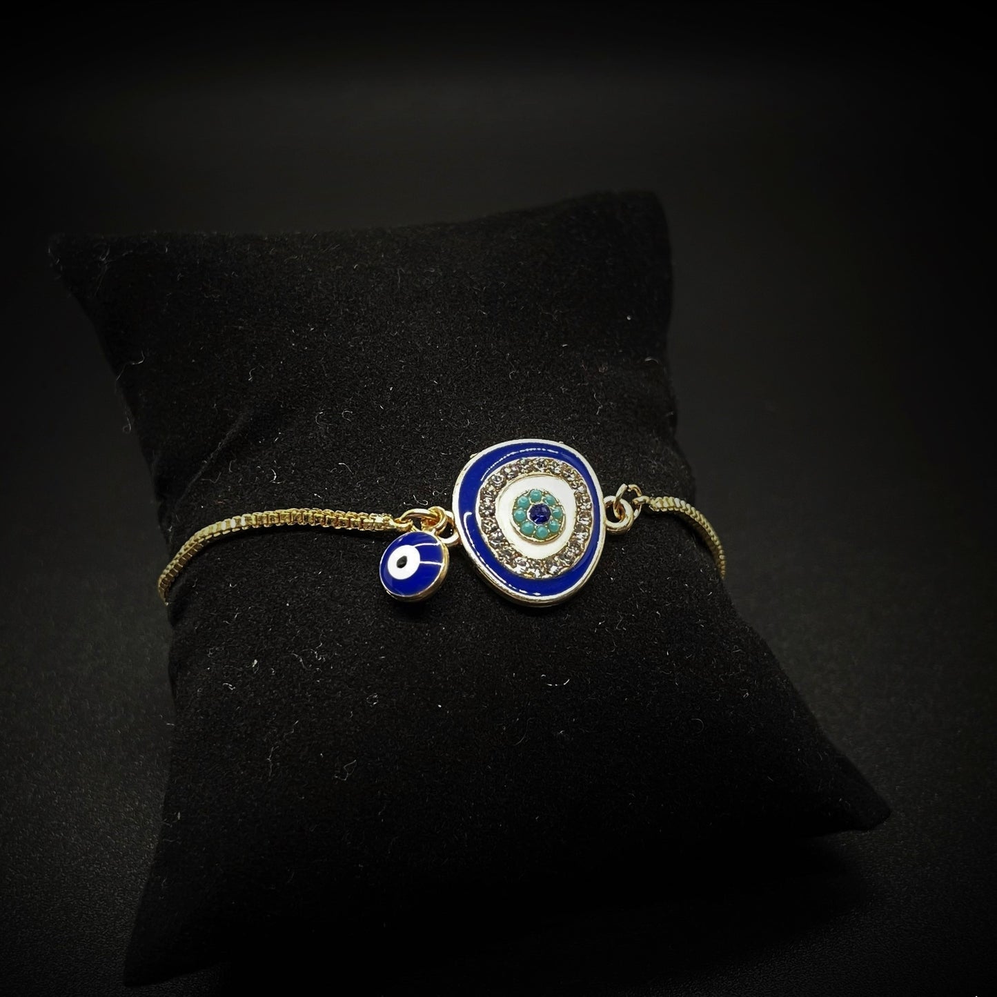 Mixed Color Evil Eye Bracelet - Gold Eye Bracelet with Box Chain
