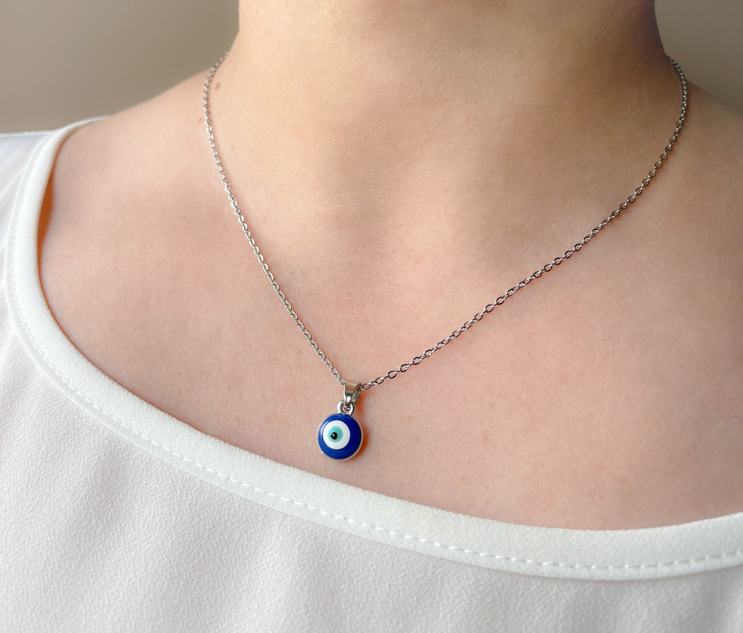 Enamel Evil Eye Necklace