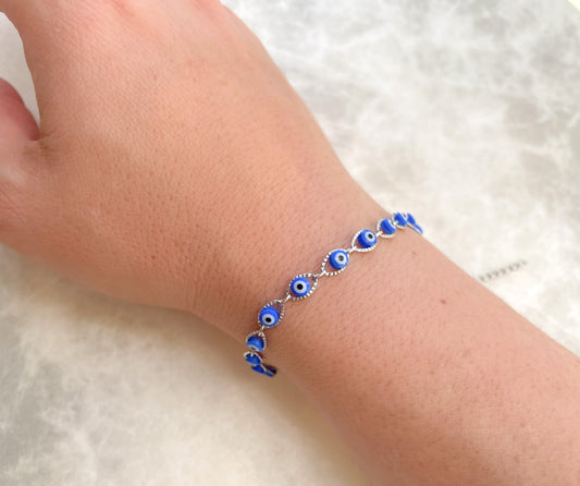 Oval Beaded Evil Eye Bracelet