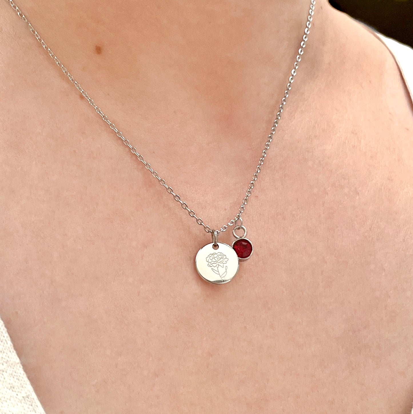 Personalized Birth Flower Necklace - Tarnish-free Stainless Steel