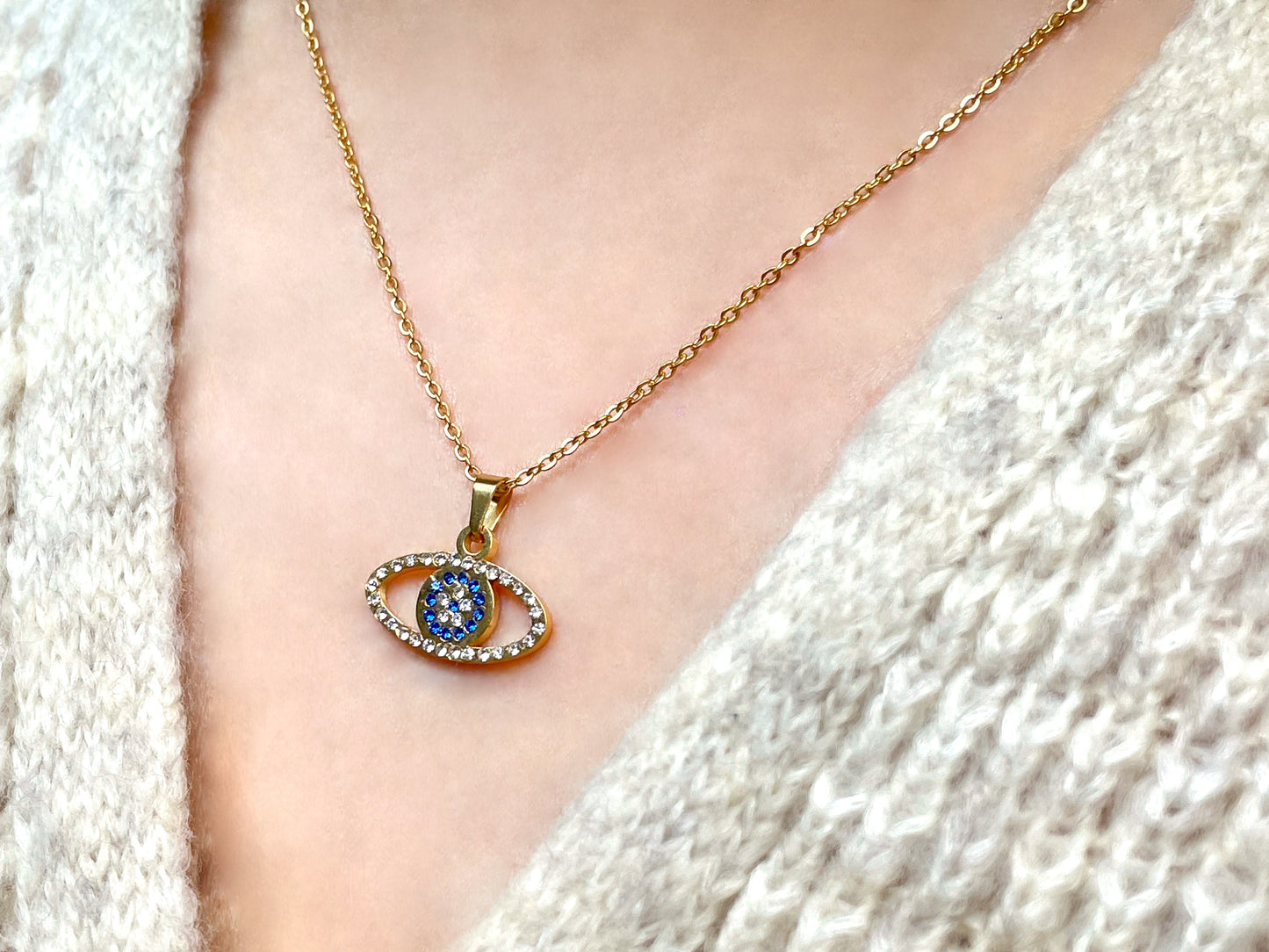 Oval Evil Eye Necklace