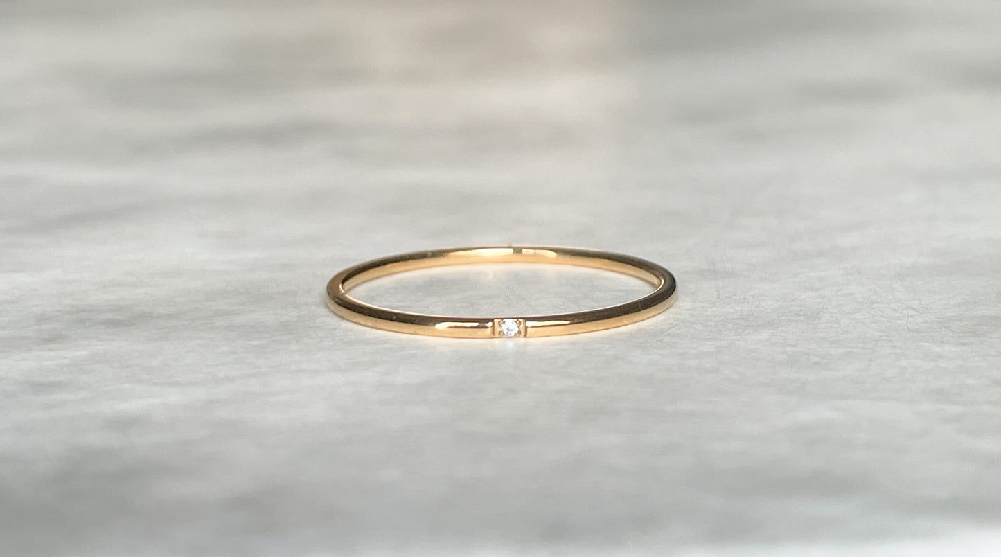 Slim Single Diamond Ring