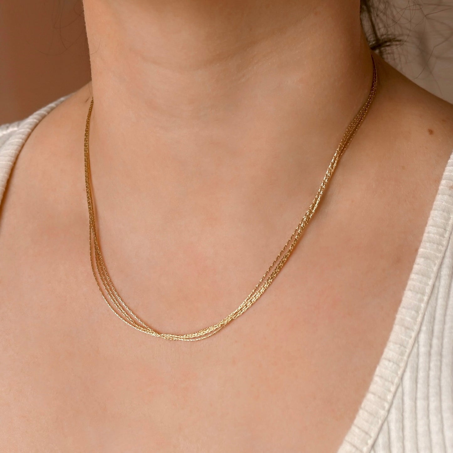 4-layered Sparkle Chain Necklace - Stainless Steel