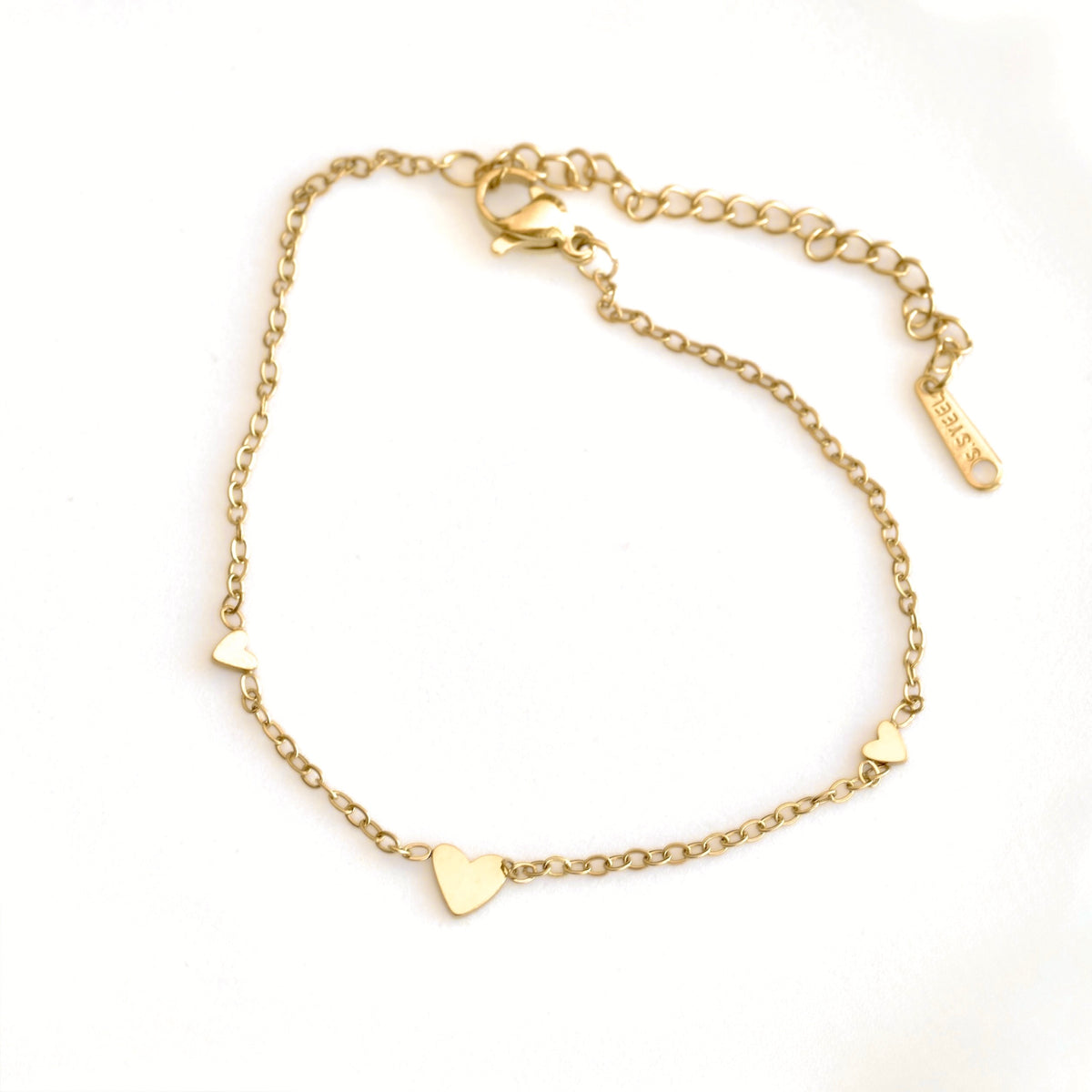 Minimalist Gold Triple Heart Bracelet - Stainless Steel