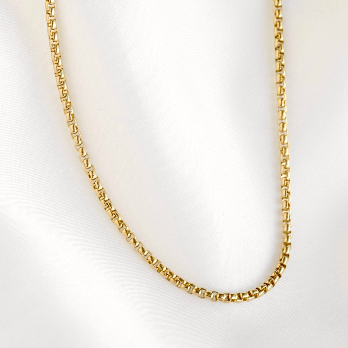 Rounded Box Chain Necklace - Stainless Steel