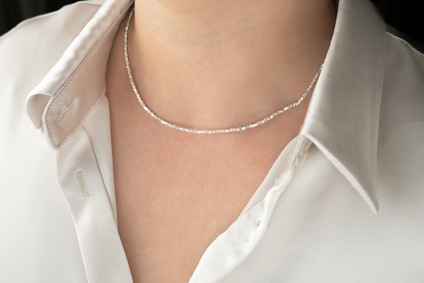 Solid Silver Bead Choker