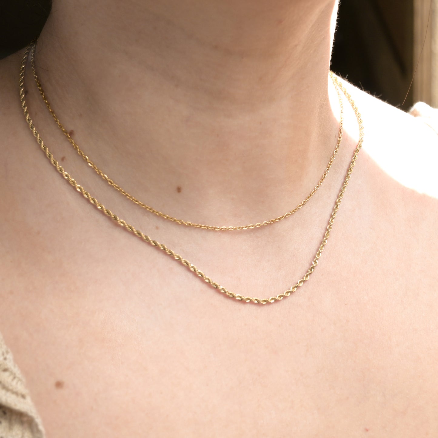 Rope Chain Necklace, Stainless Steel Rope Necklace, 12" to 22", 2mm 3mm 6mm, Gold and Silver