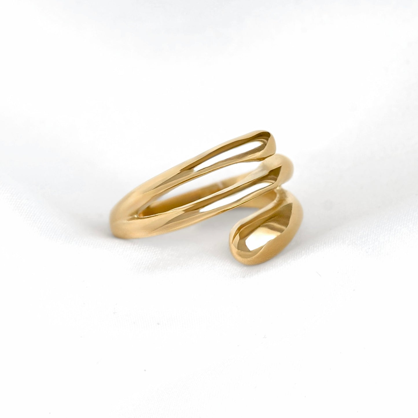 Chunky Sculptural Gold Wrap Ring - Stainless Steel