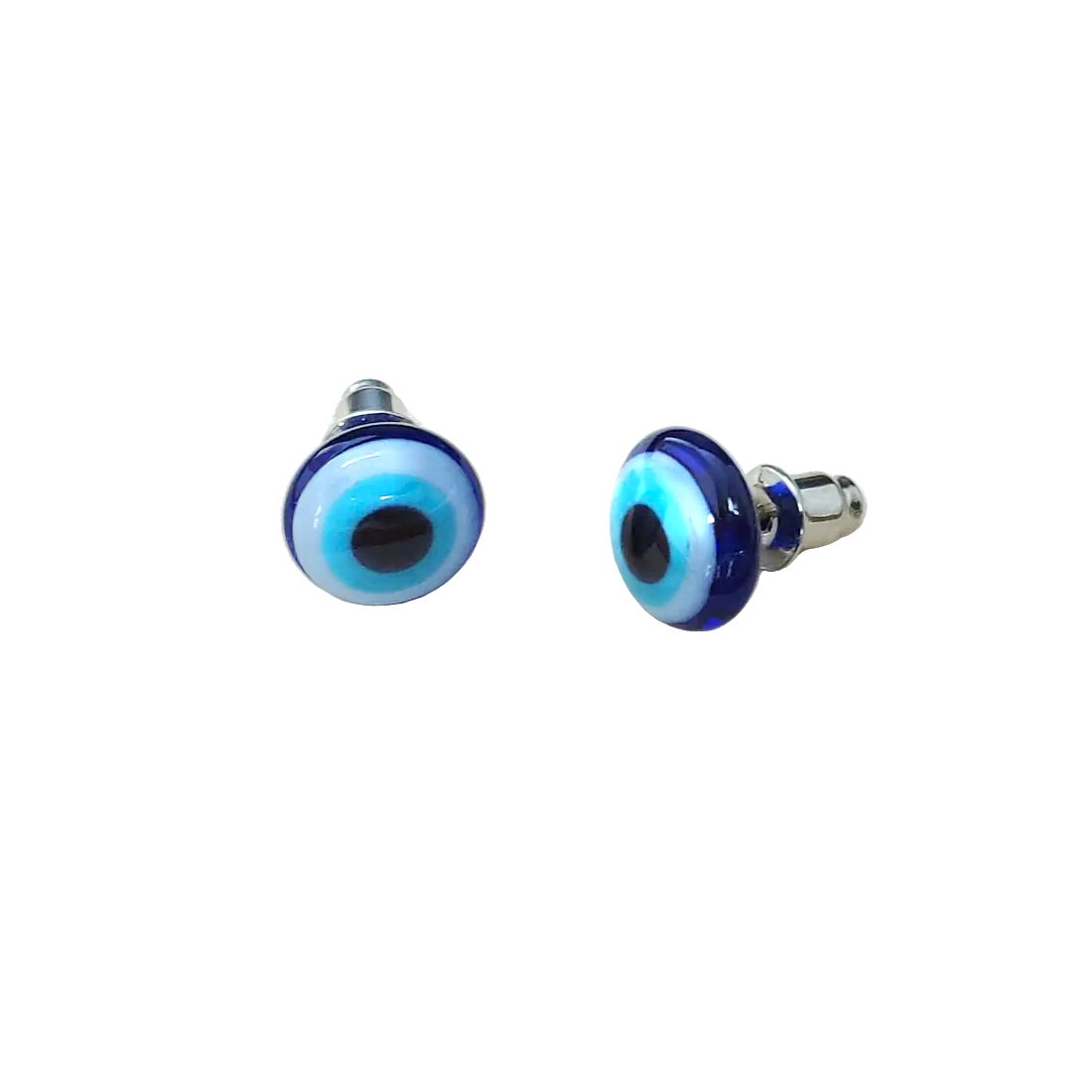 Black and white eye earrings on a white background