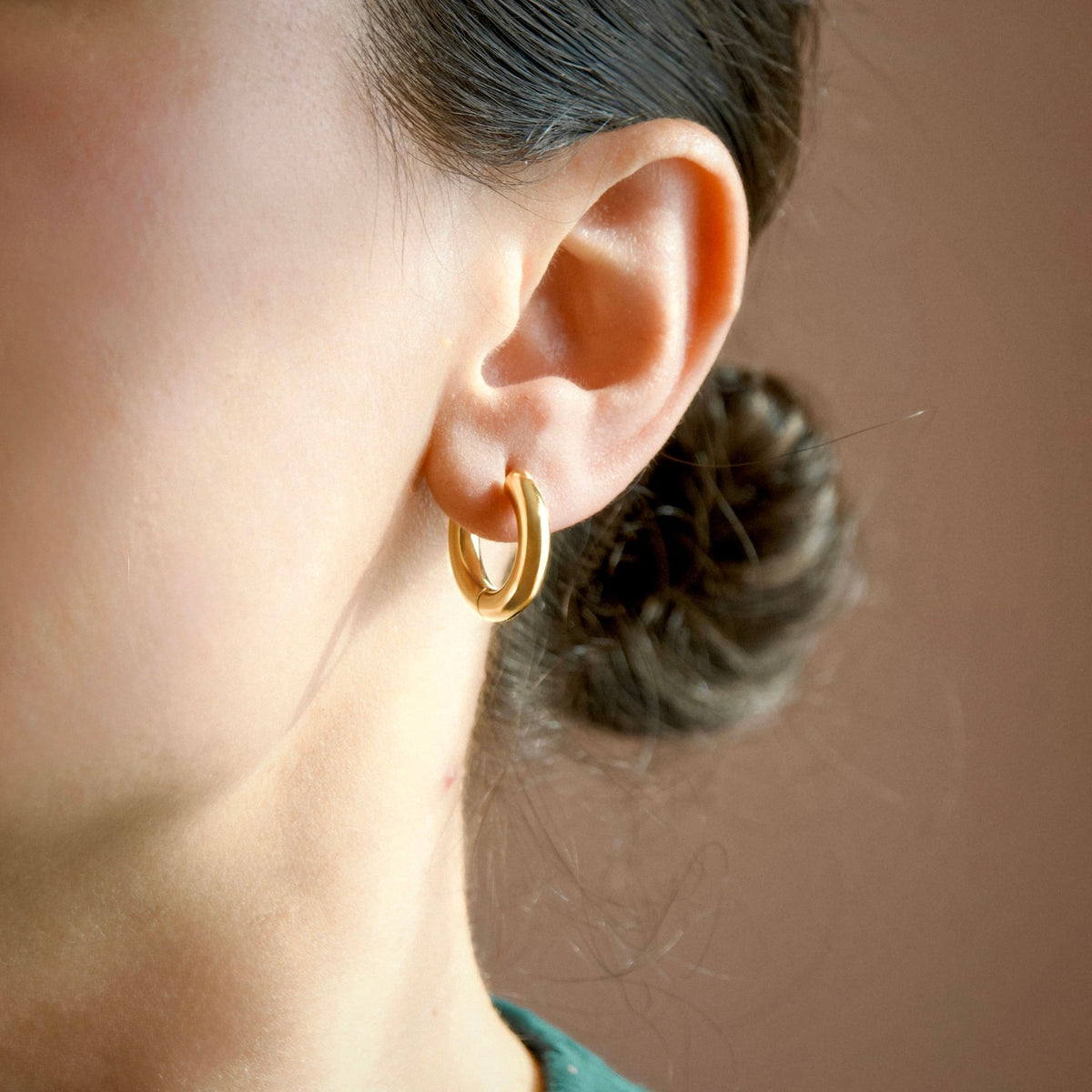 Thick Tunnel Hoop Earrings -18k Gold PVD & Silver Stainless Steel