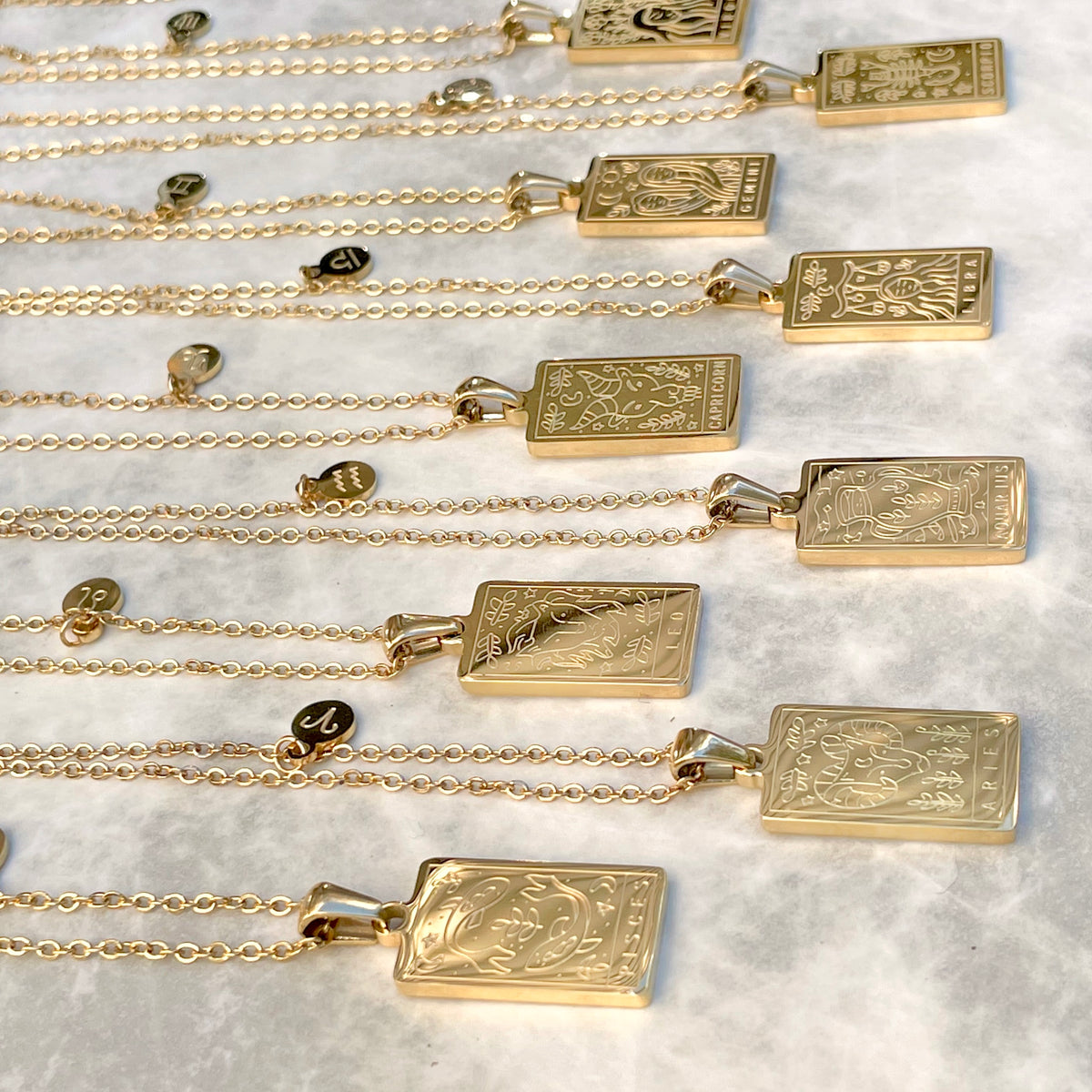 Tarot-inspired Personalized Gold Zodiac Necklace - Stainless Steel